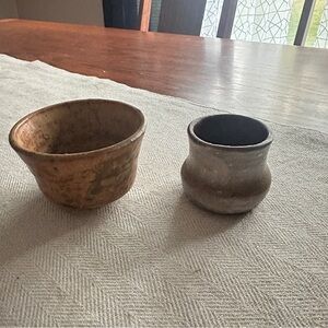 2 Handcrafted studio art pottery pieces signed by 2 artists